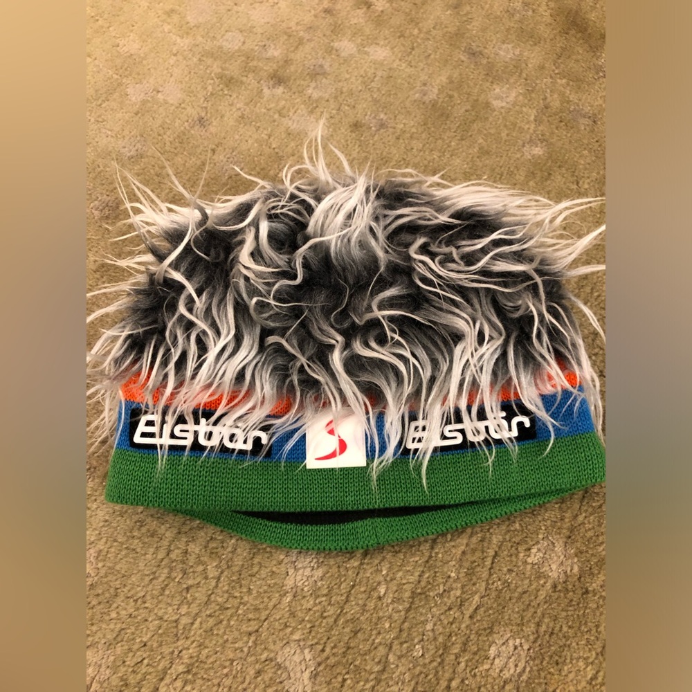 Eisbar Green and Blue Faux Fur Beanie